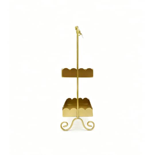11" Gold Bow-Topped 2-Tier Decorative Metal Tray by Ashland®